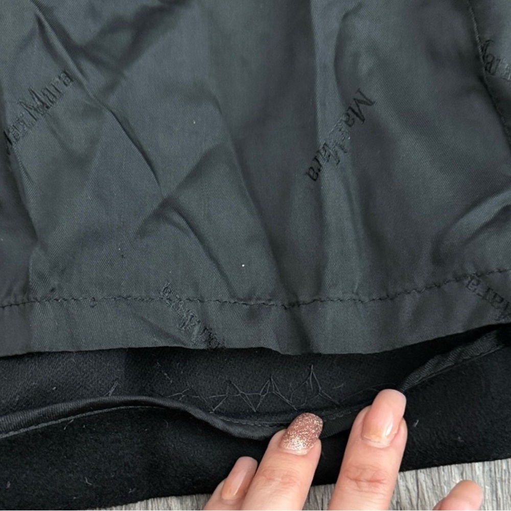 MaxMara Classic  Black Trench Coat Double Breast 100% Virgin Wool - Picture 8 of 16